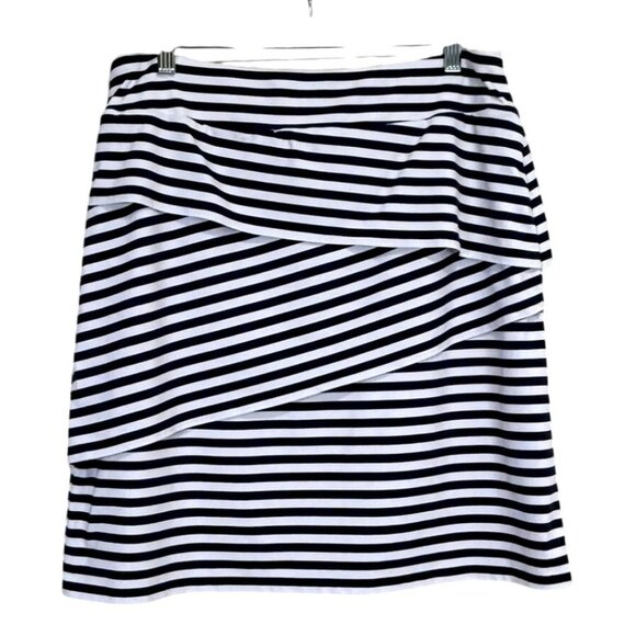 J. McLaughlin Nicola Skirt Striped Blue White Catalina Cloth Tiered Women Size L - Picture 2 of 8